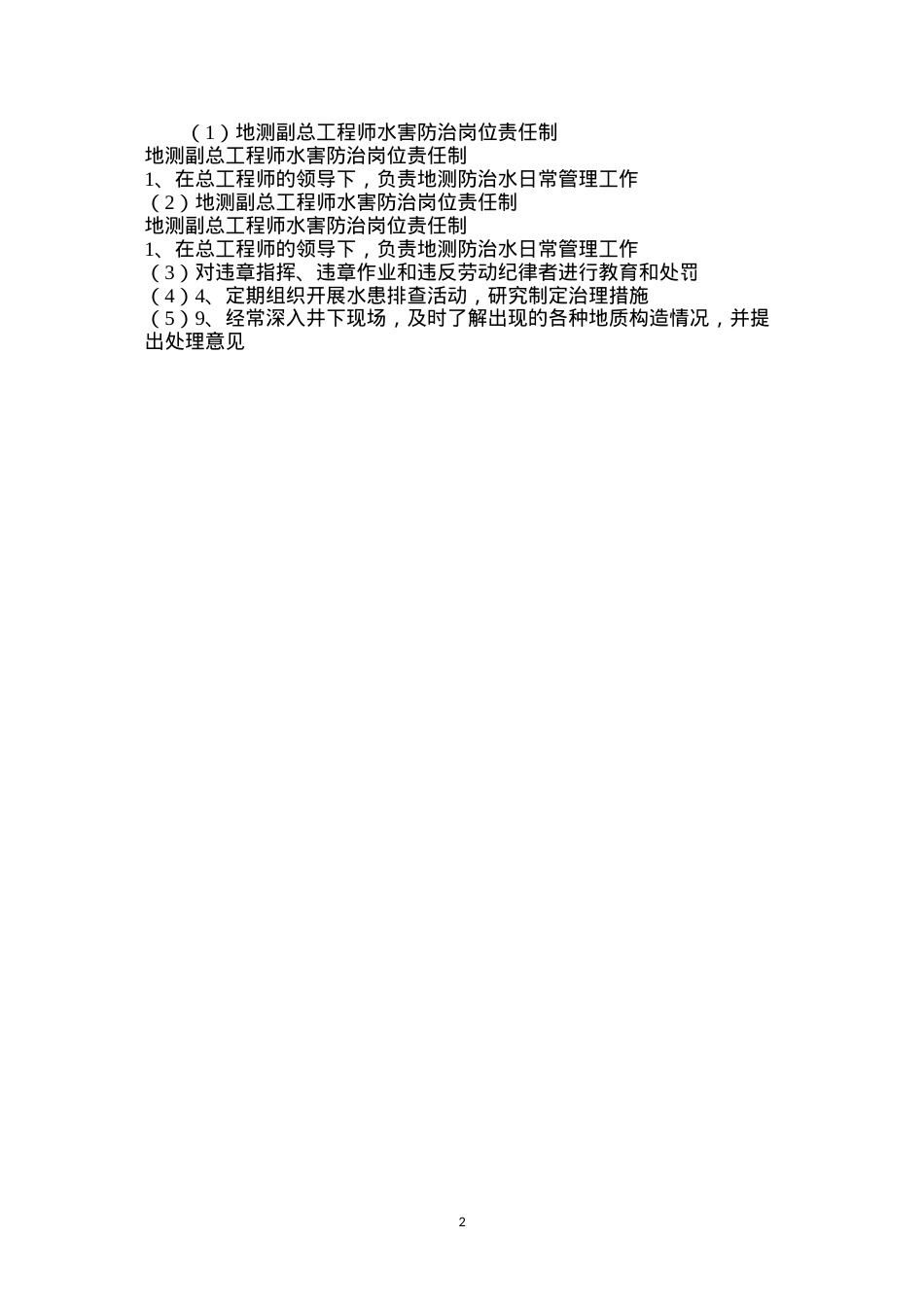 地测副总工程师水害防治岗位责任制.docx_第2页