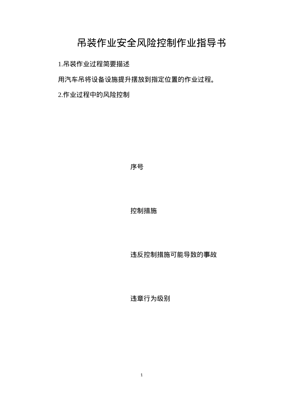 吊装作业安全风险控制作业指导书.docx_第1页