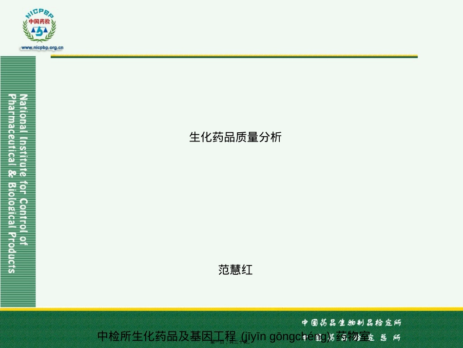 范慧红-生化药品质量分析.ppt（大秘书文库）_第1页