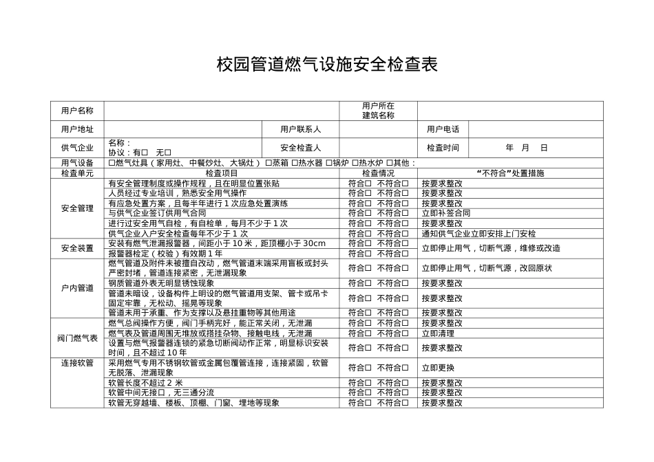 3校园管道燃气设施安全检查表2023.3.doc_第1页