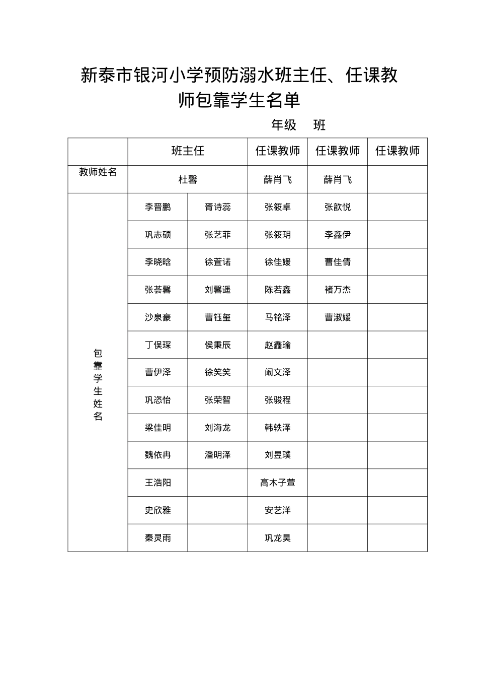 22-二2预防溺水班主任、任课教师包靠学生名单(1).docx_第1页