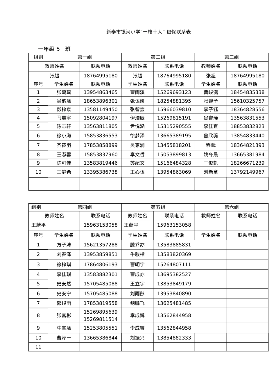 2023级5班“一格十人” 包保联系表(1) - 副本.docx_第1页