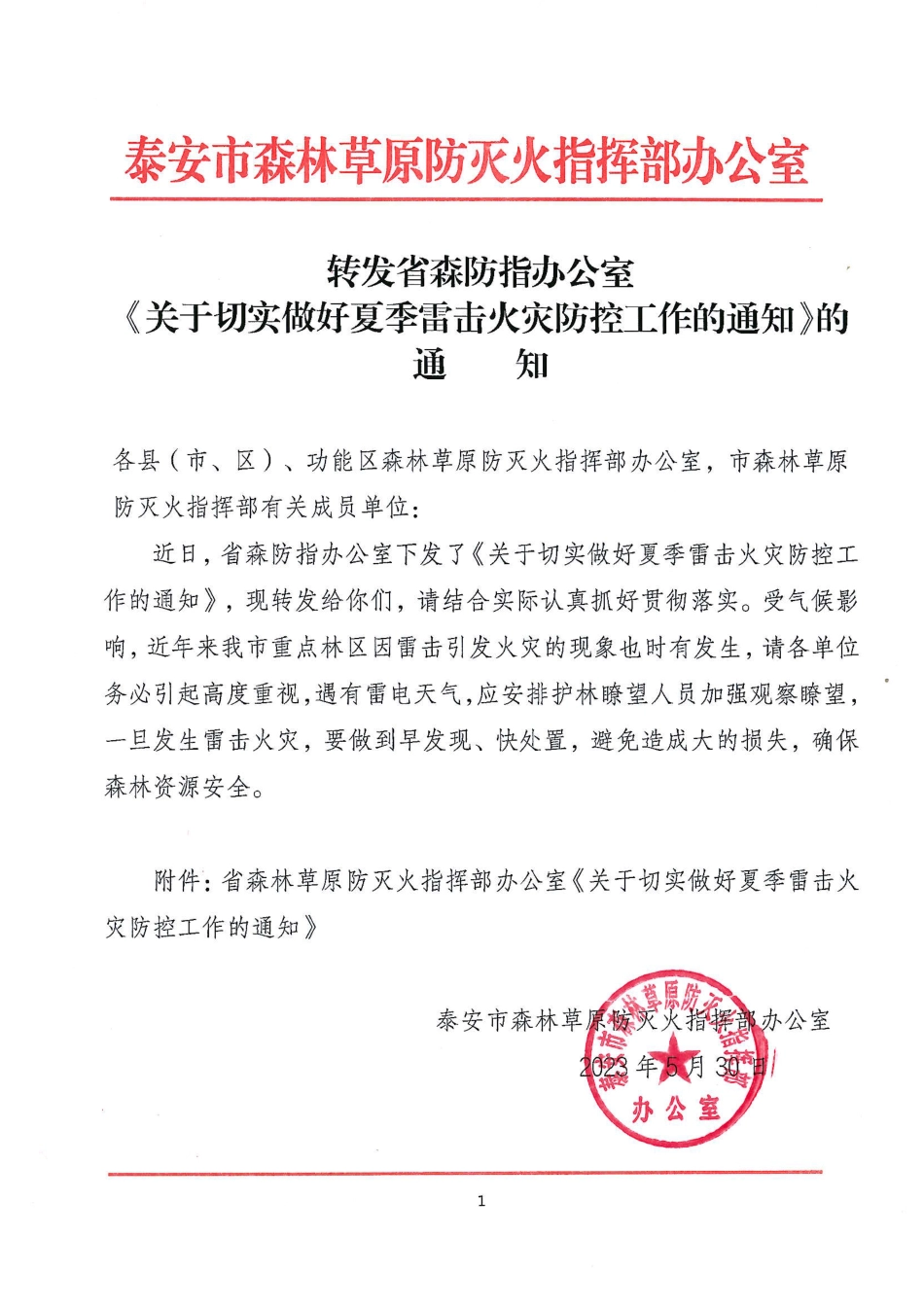 关于切实做好夏季雷击火灾防控工作的通知.pdf_第1页