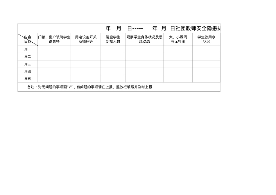 社团教师安全记录表.xlsx_第1页
