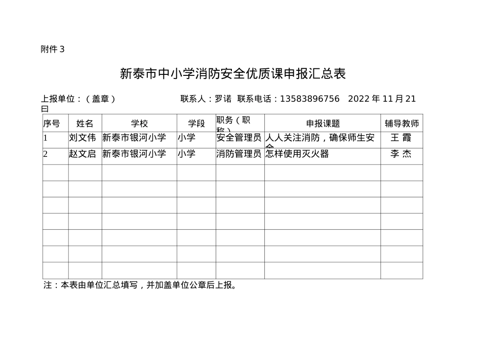 市银河小学消防安全优质课汇总表.docx_第1页