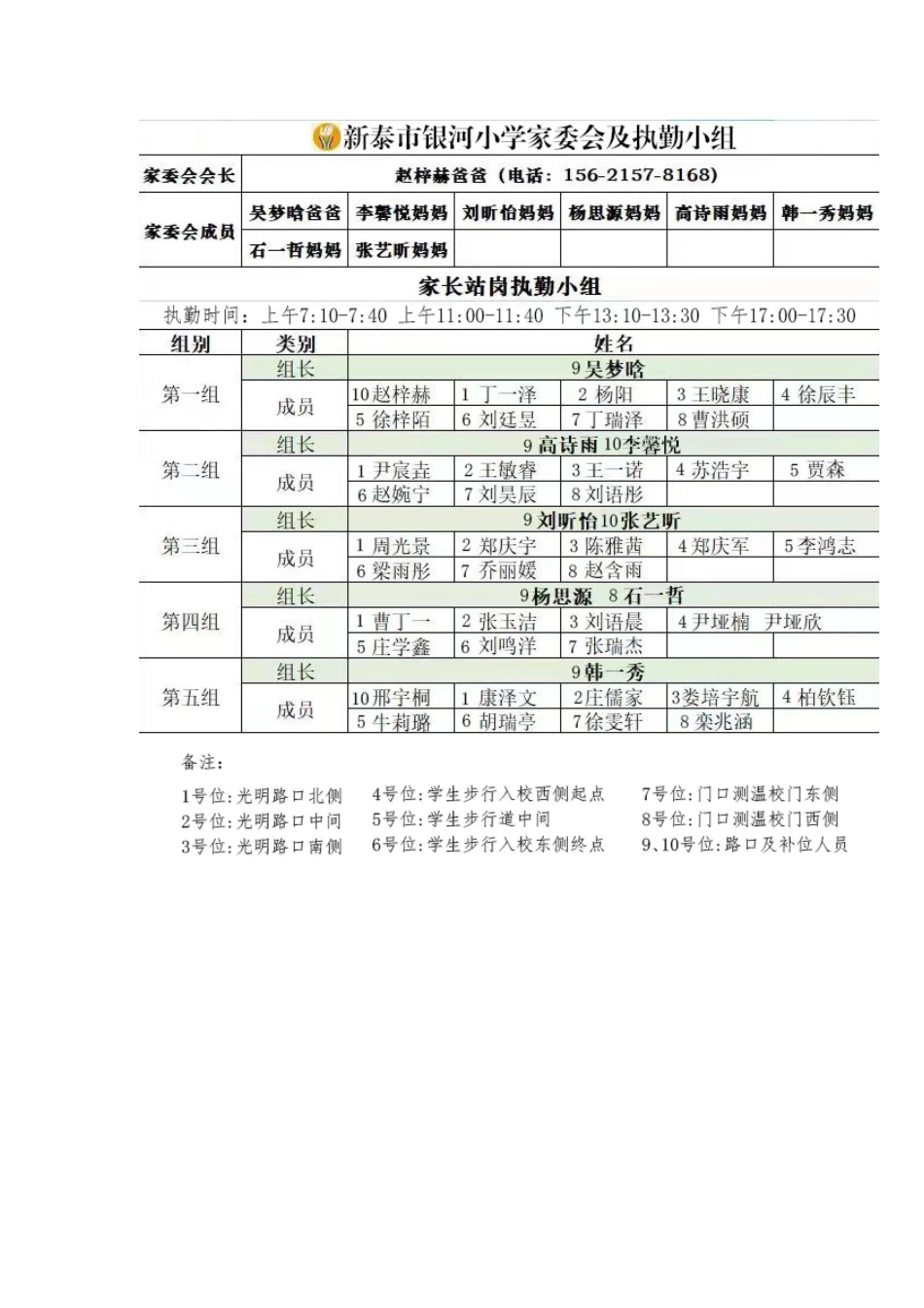 四年级一班家长导护值勤表 - 副本.docx_第1页