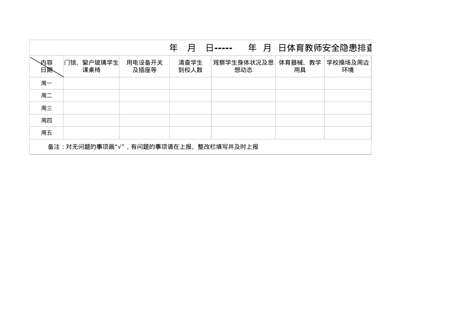 体育教师安全记录表.xlsx2.xlsx_第1页