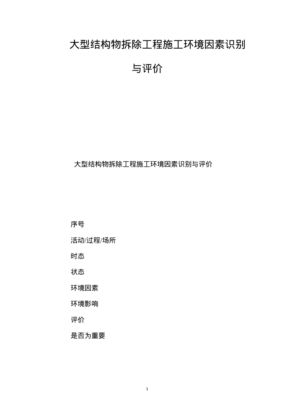 大型结构物拆除工程施工环境因素识别与评价 (2).docx_第1页