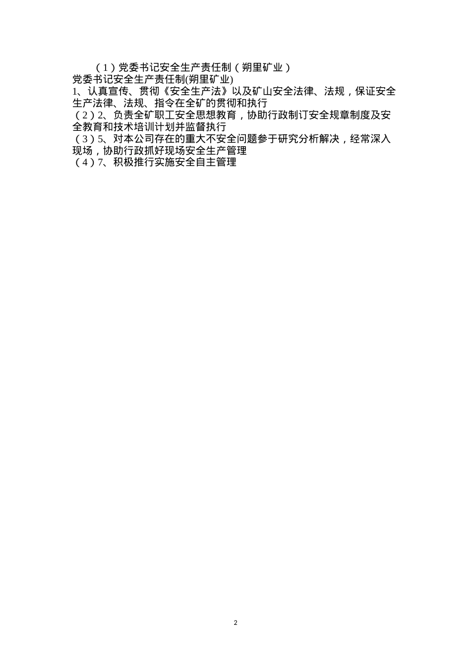 党委书记安全生产责任制（朔里矿业）.docx_第2页