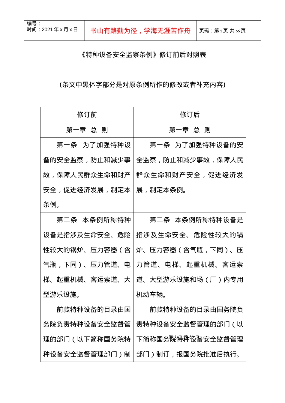 《特种设备安全监察条例》修订前后对照表doc-《特种设备.docx_第1页