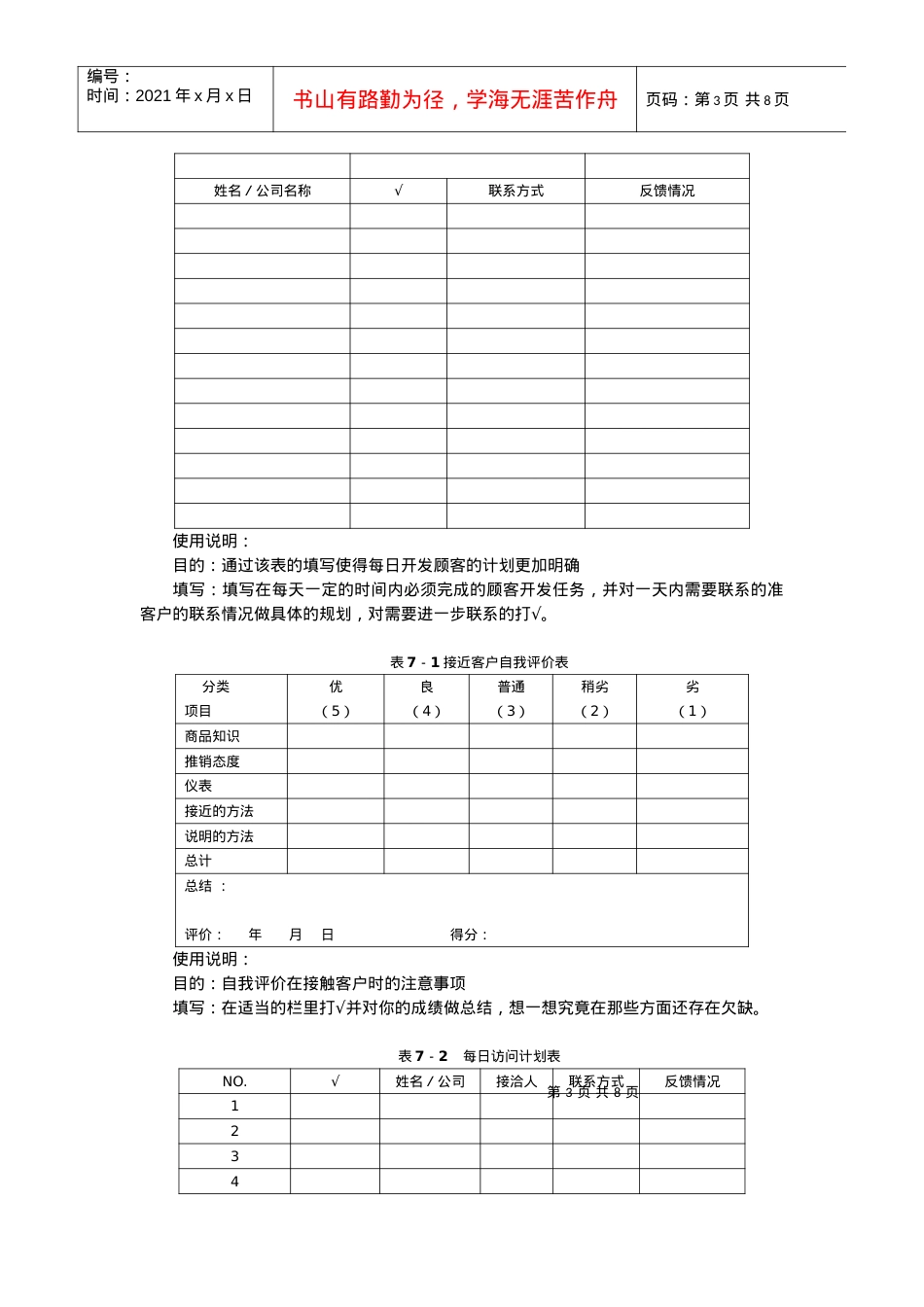 【经营管理】銷售人員專業技能訓練整體解決方案工具表單.docx_第3页