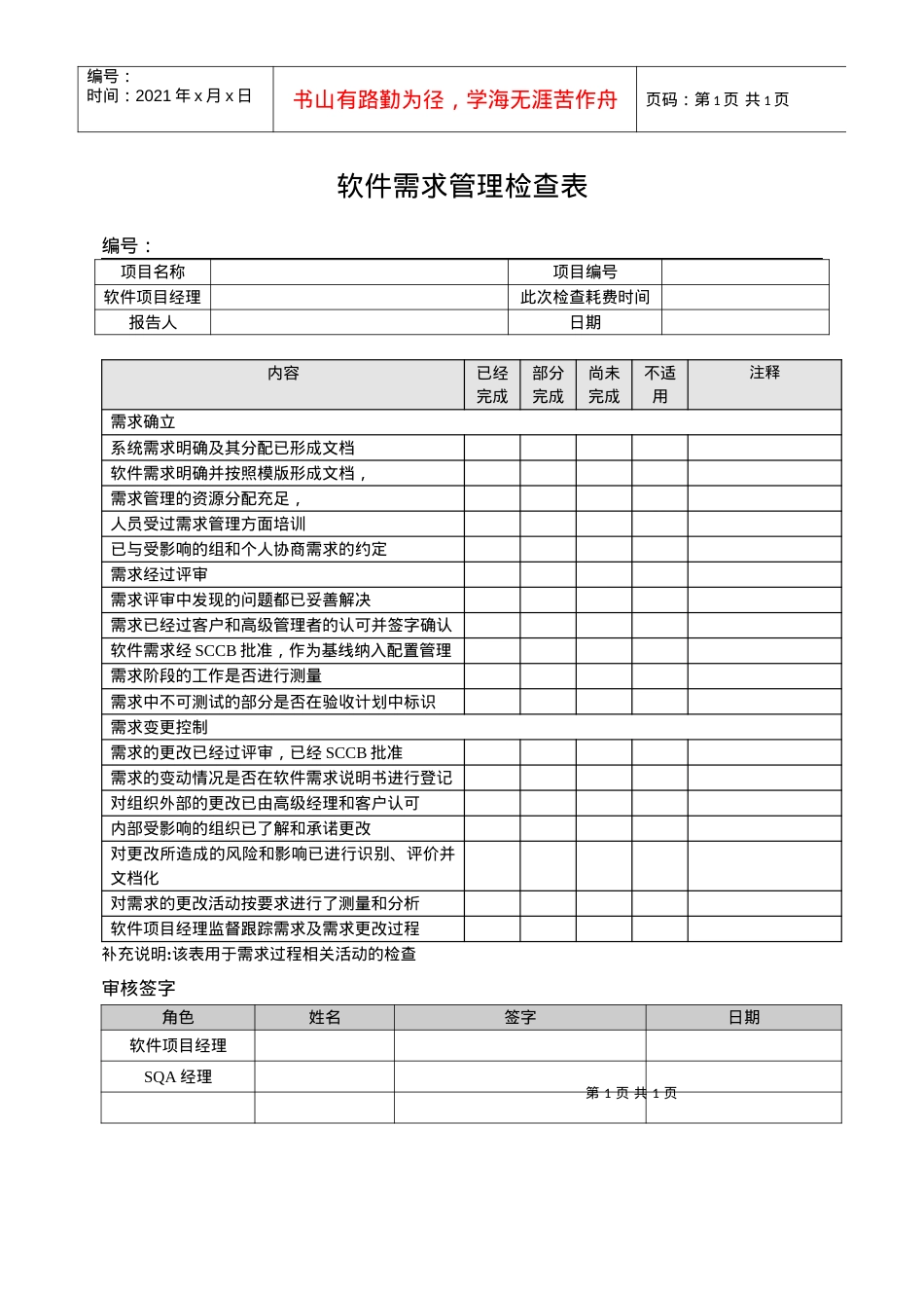 06软件需求管理检查表.docx_第1页