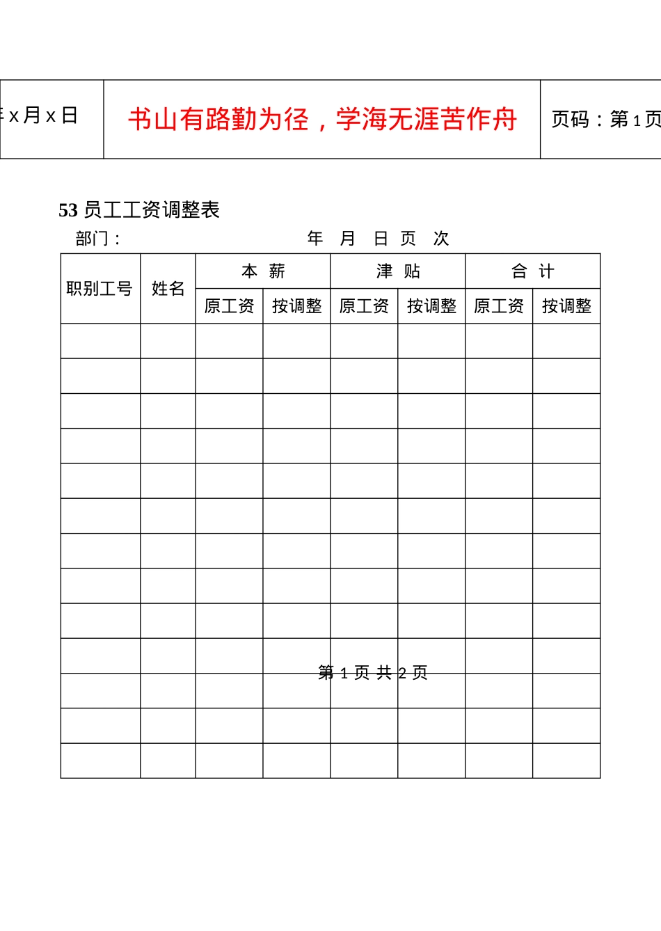 53员工工资调整表.docx_第1页