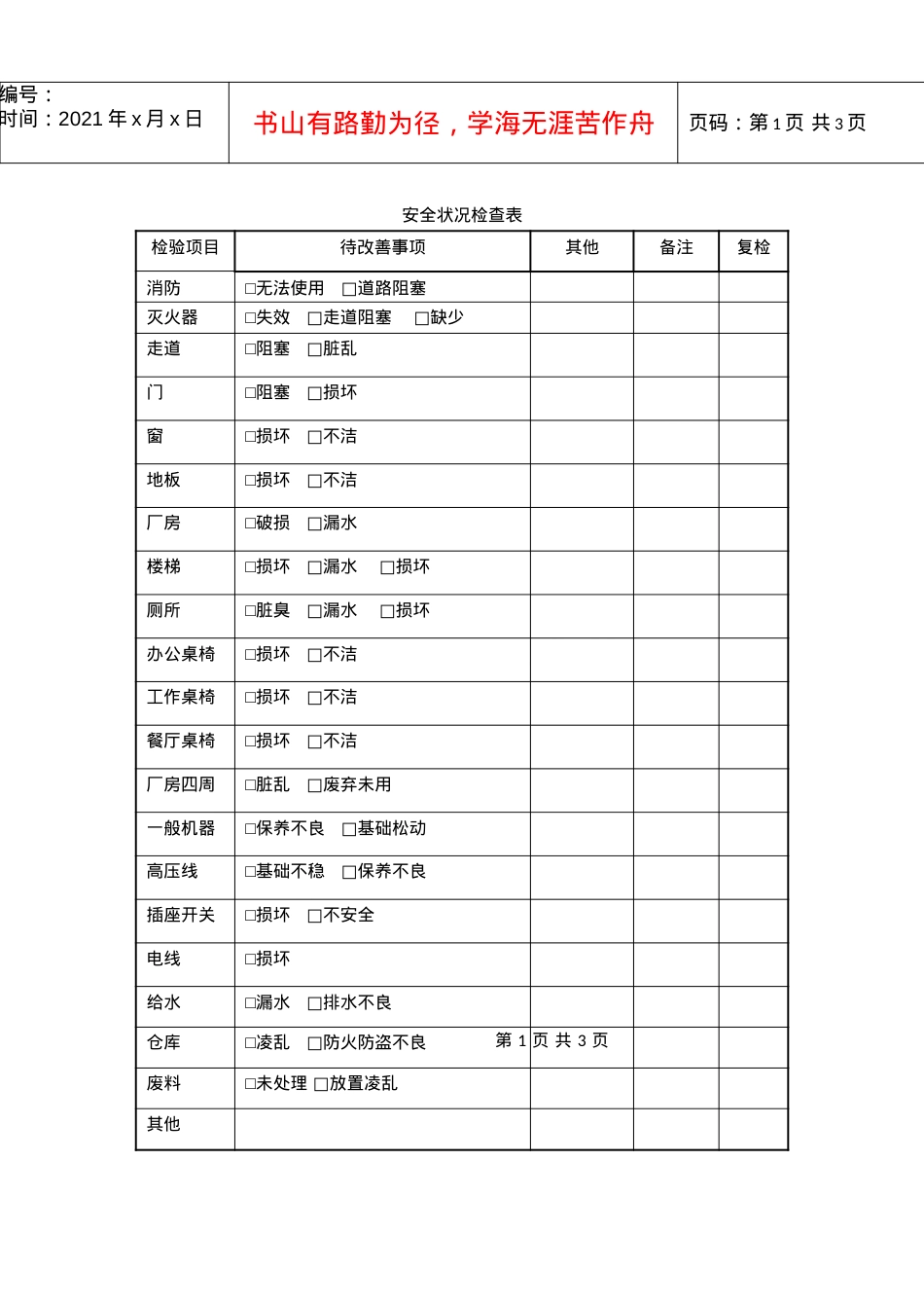 66安全状况检查表.docx_第1页