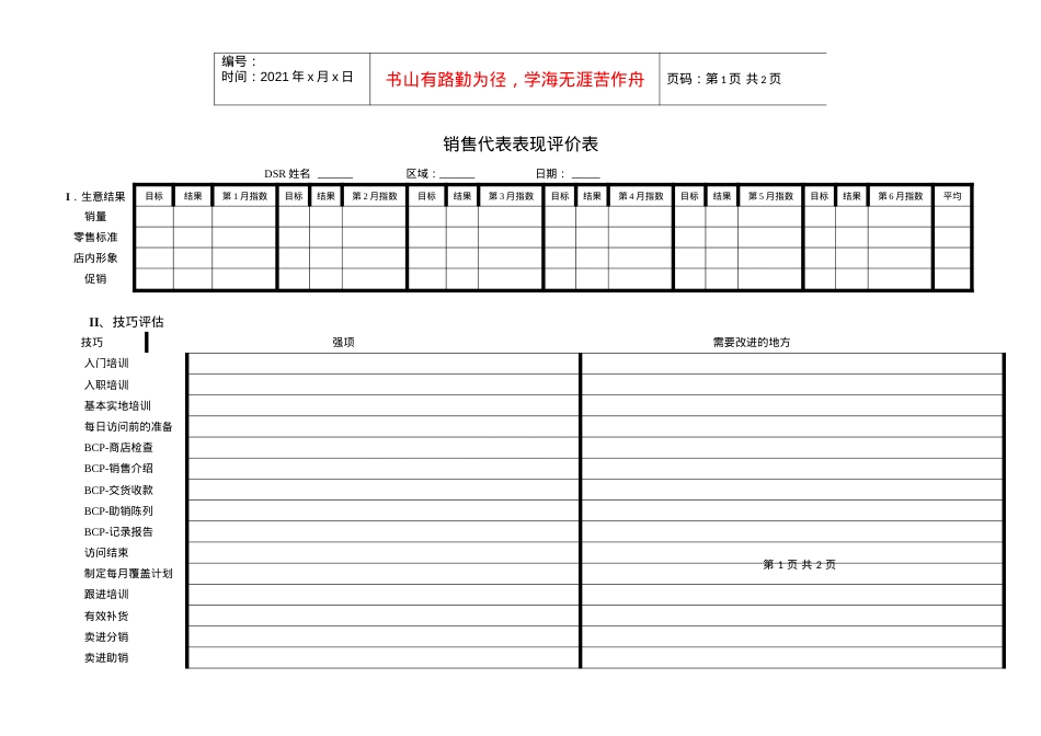 117销售代表表现评价表.docx_第1页