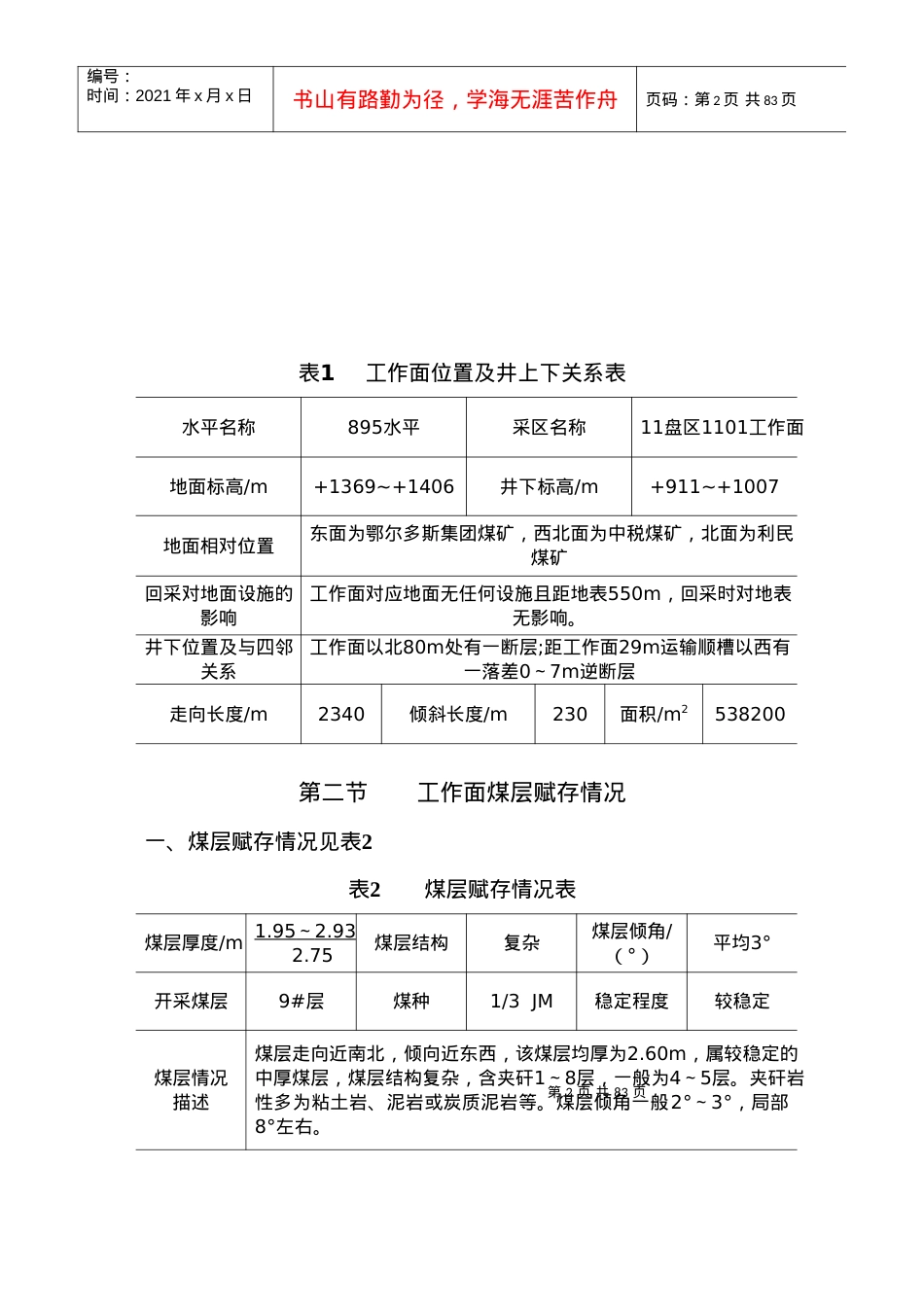 1101工作面作业规程.docx_第2页
