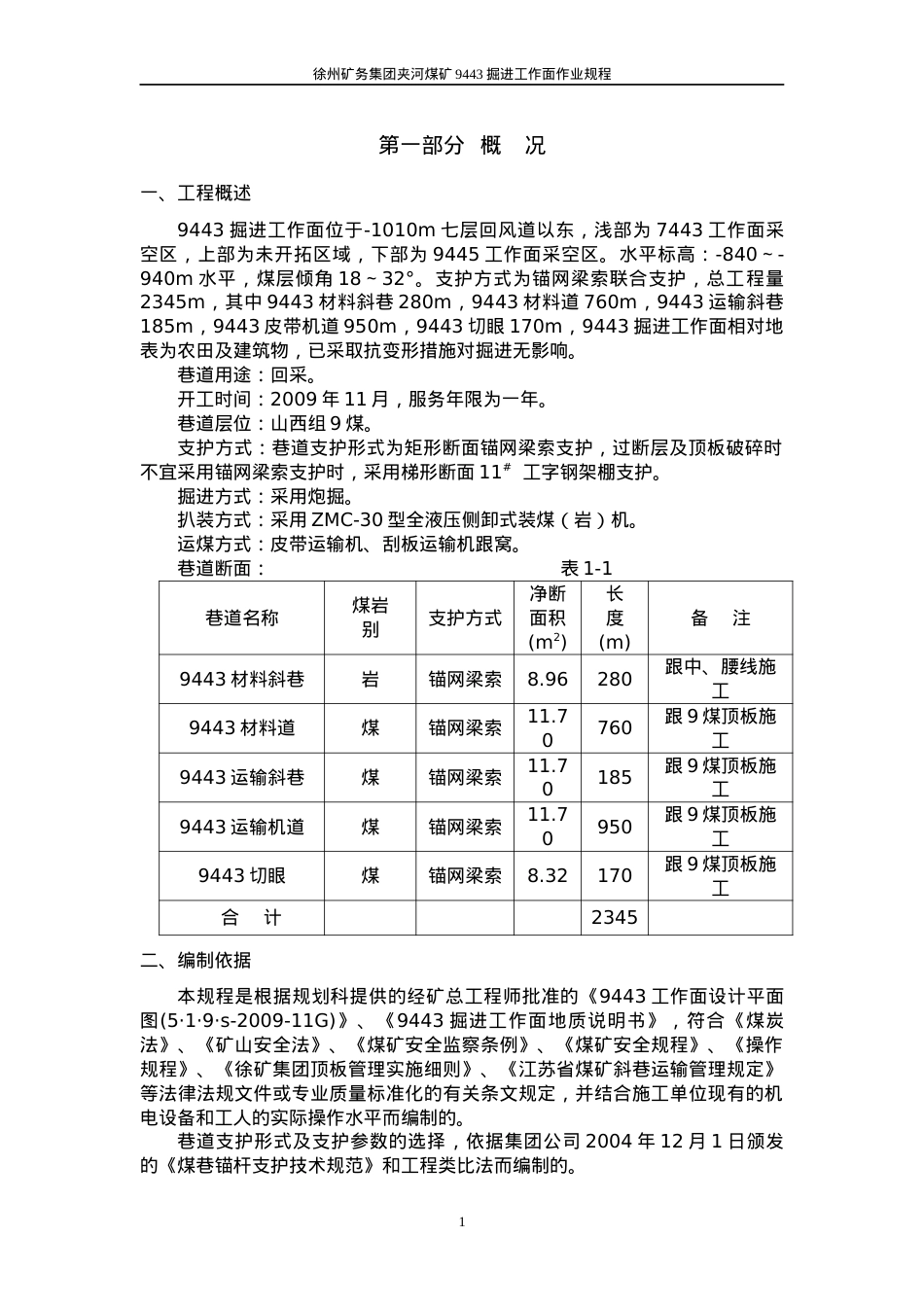 9443掘进工作面作业规程全面.docx_第1页