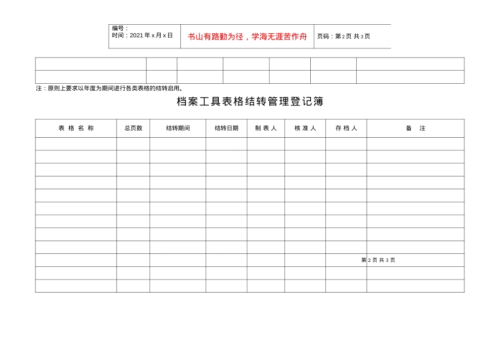 20228档案工具表格启（转）用管理登记簿.docx_第2页