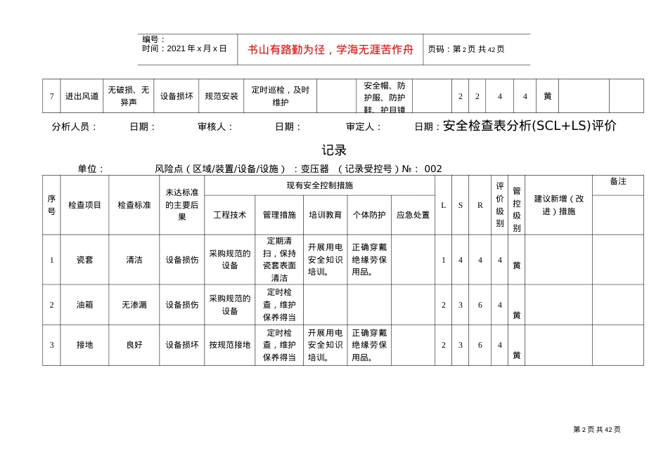 A.4安全检查表分析(SCL+LS)评价记录(DOC37页).doc_第2页