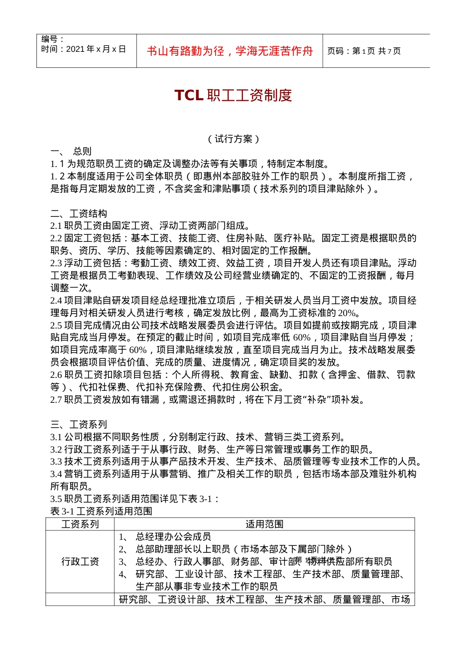TCL职工工资制度.docx_第1页