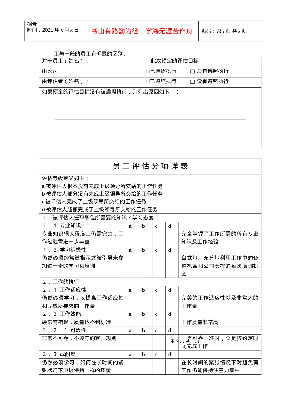 XX合资企业员工评估表单.docx_第2页