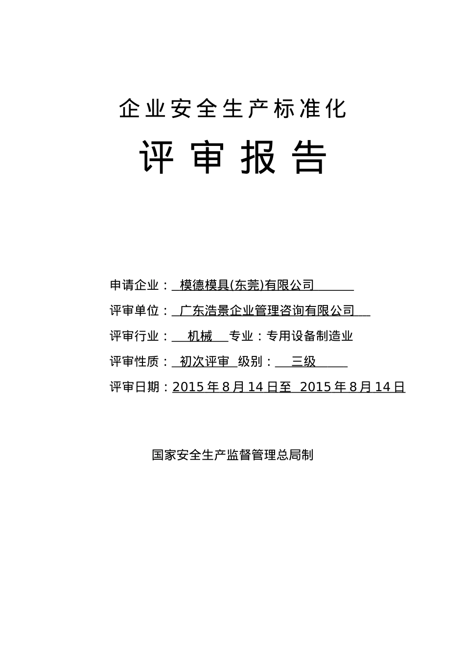 安全标准化-评审报告模板.docx_第1页