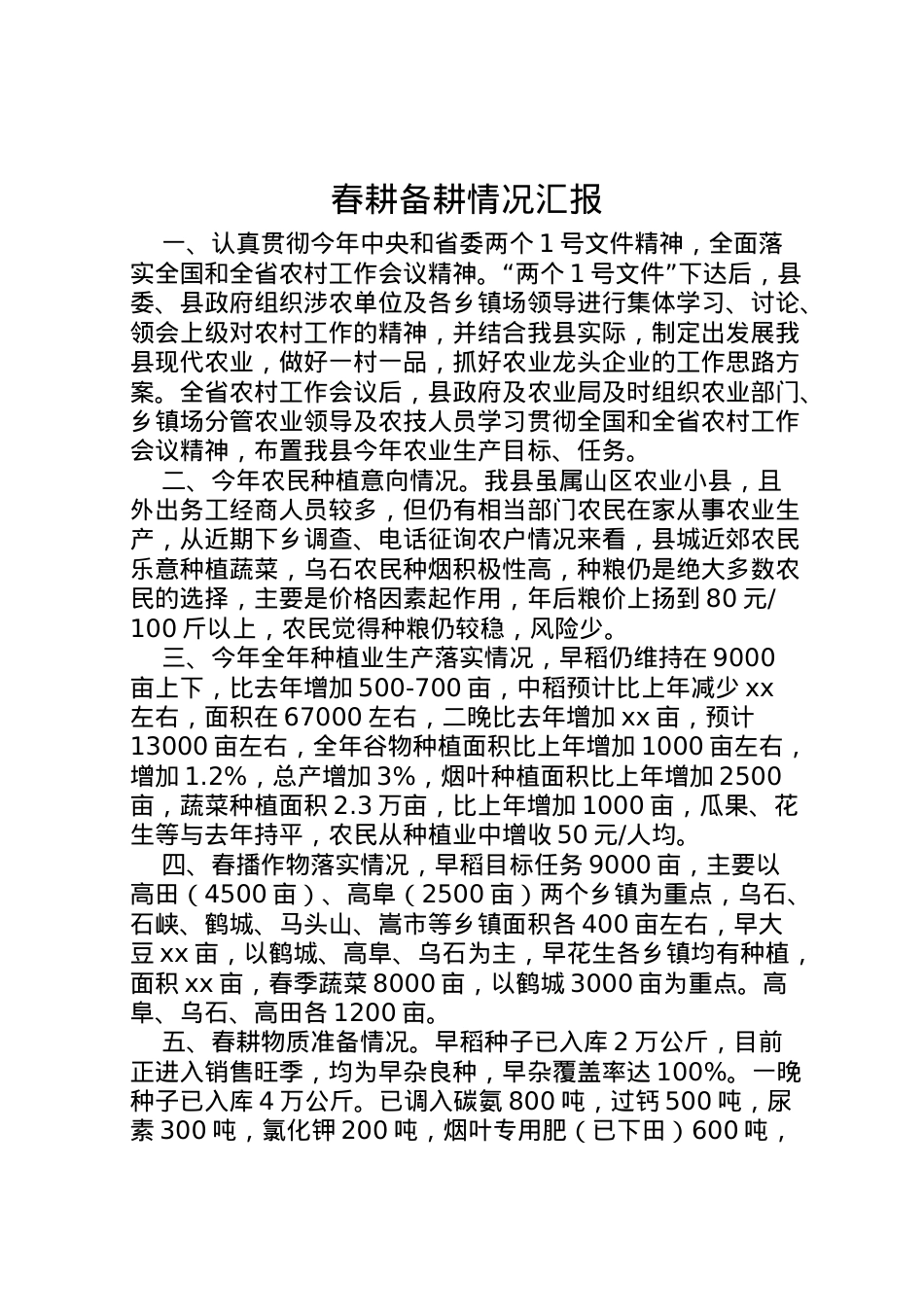 2022年春耕备耕情况汇报 (2)  .doc_第1页