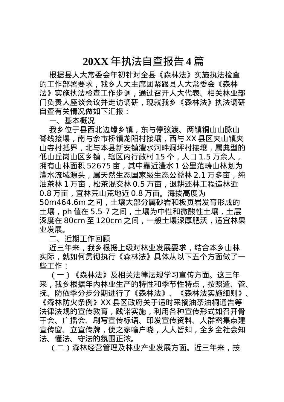 2022年年执法自查报告4篇 (2)  .doc_第1页