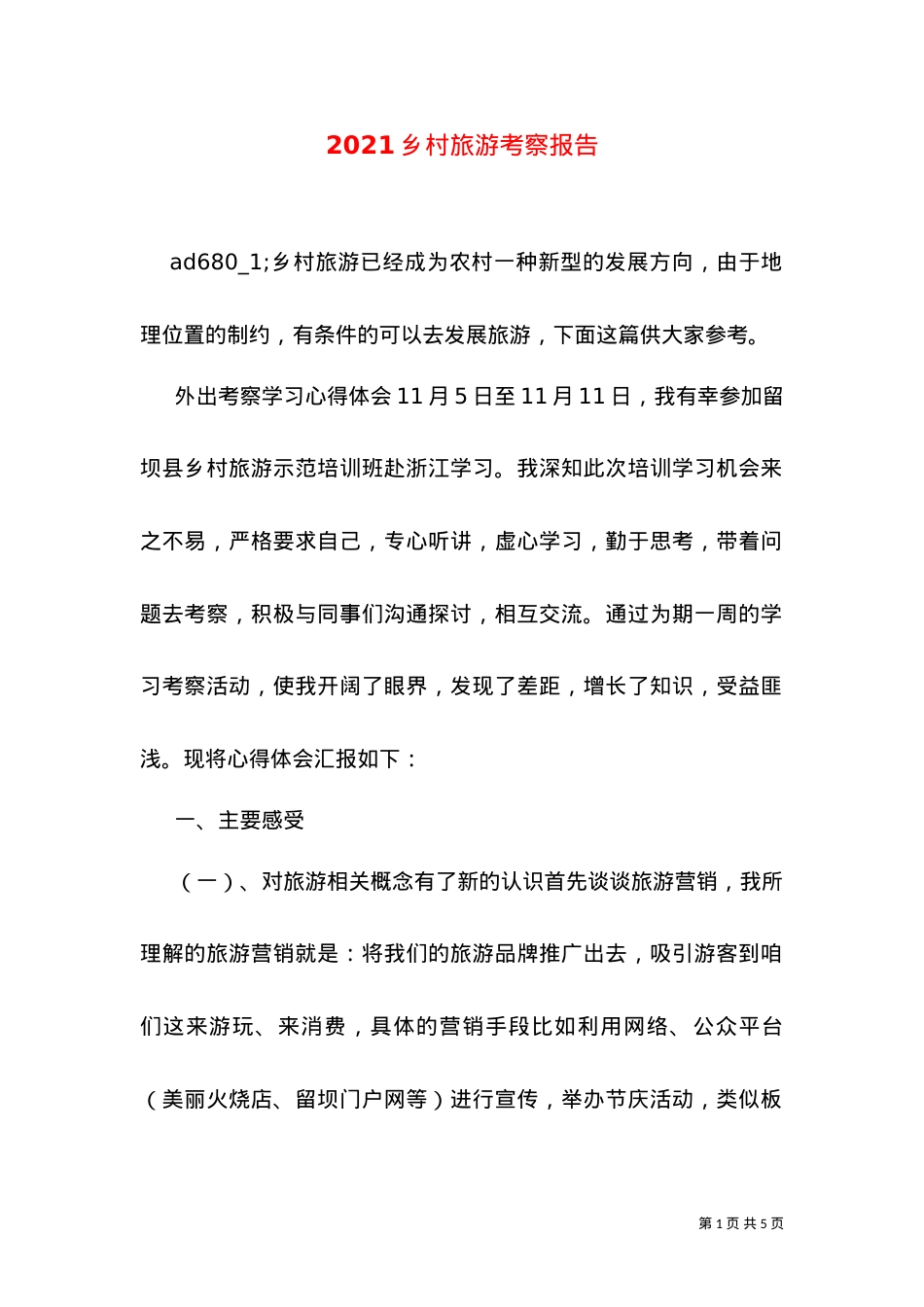 2021乡村旅游考察报告.doc_第1页