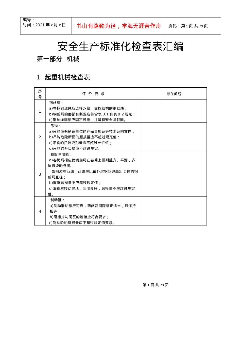安全检查表(全)汇编.docx_第1页