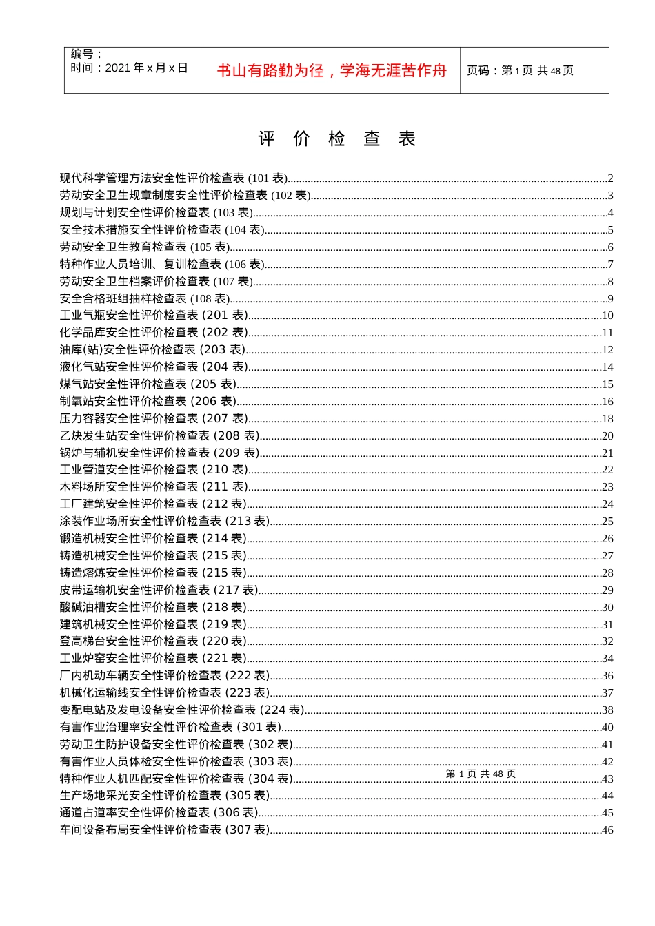 安全检查表大全.docx_第1页