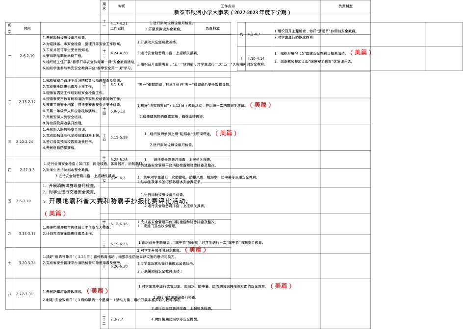 银河小学2022-2023学年度下学期活动周历表(2).docx_第1页