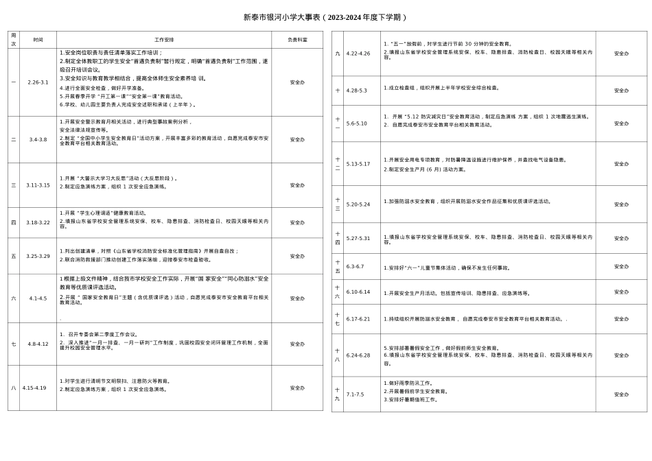 银河小学2023-2024学年度下学期活动周历表 -.docx_第1页