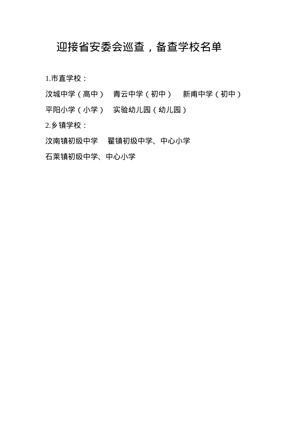 迎接省安委会巡查备查学校名单.doc_第1页