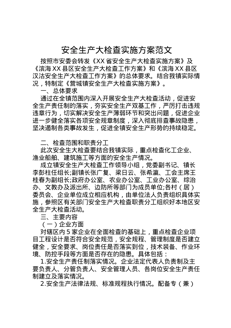 2022年安全生产大检查实施方案范文.doc_第1页