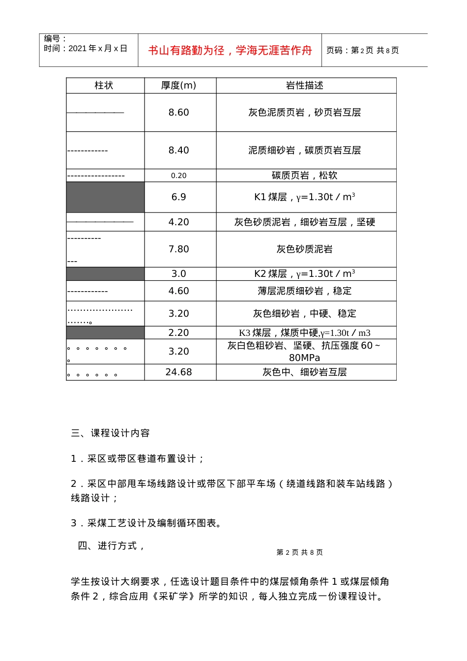 【采矿课件】《采矿学》课程设计大纲.docx_第2页