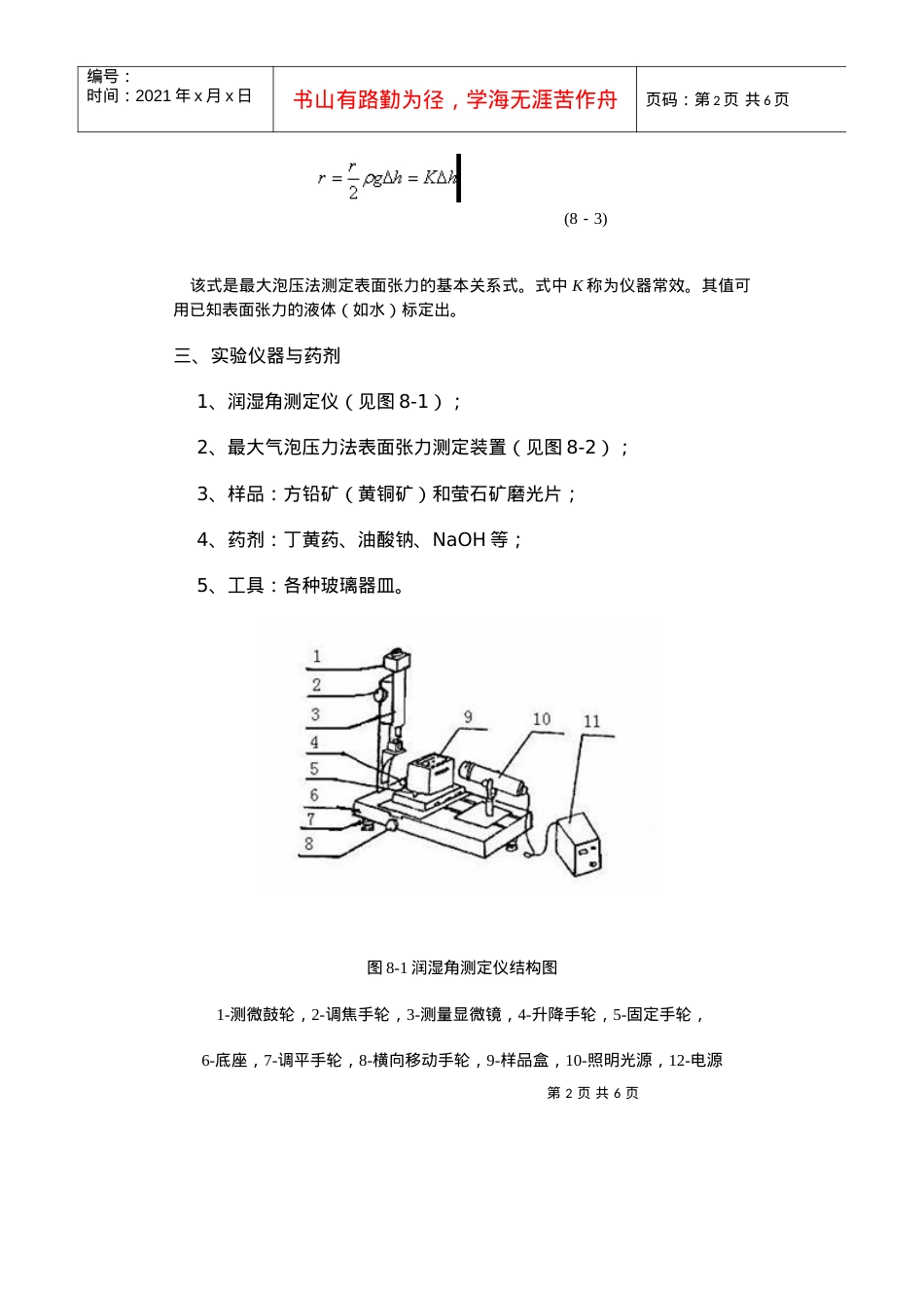 【采矿课件】实验八矿物润湿性的测定—接触角法.docx_第2页