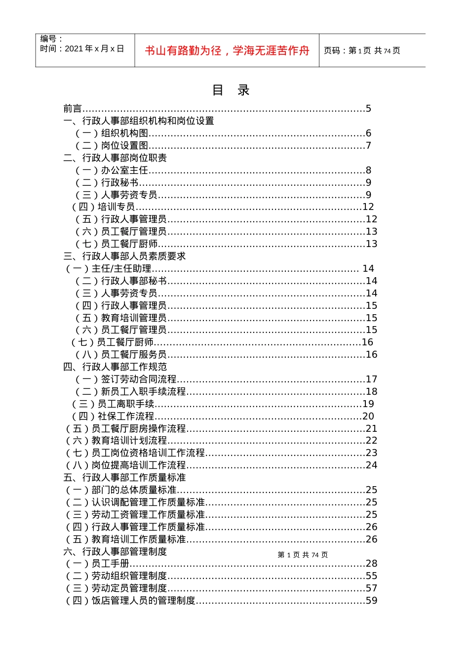 某酒店行政人事部组织机构和岗位设置培训课件.docx_第1页
