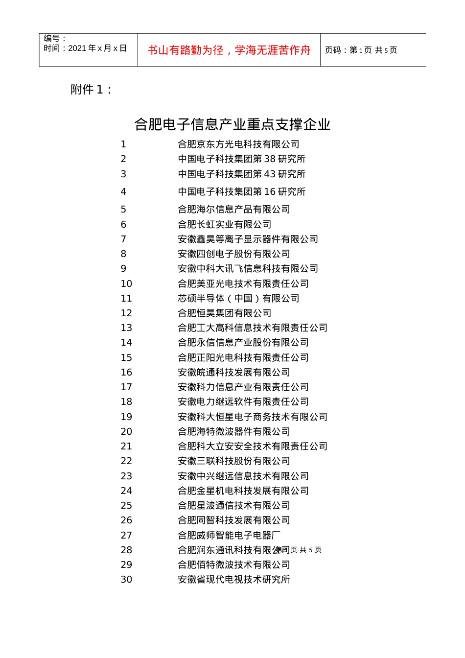 合肥电子信息产业重点支撑企业.docx_第1页
