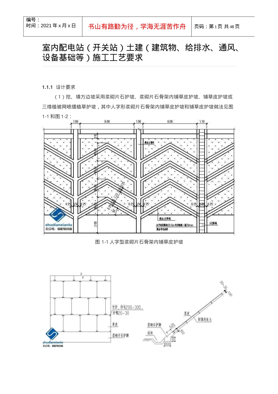 室内配电站(开关站)土建(建筑物、给排水、通风、设备基础等)施工工艺要求.docx_第1页