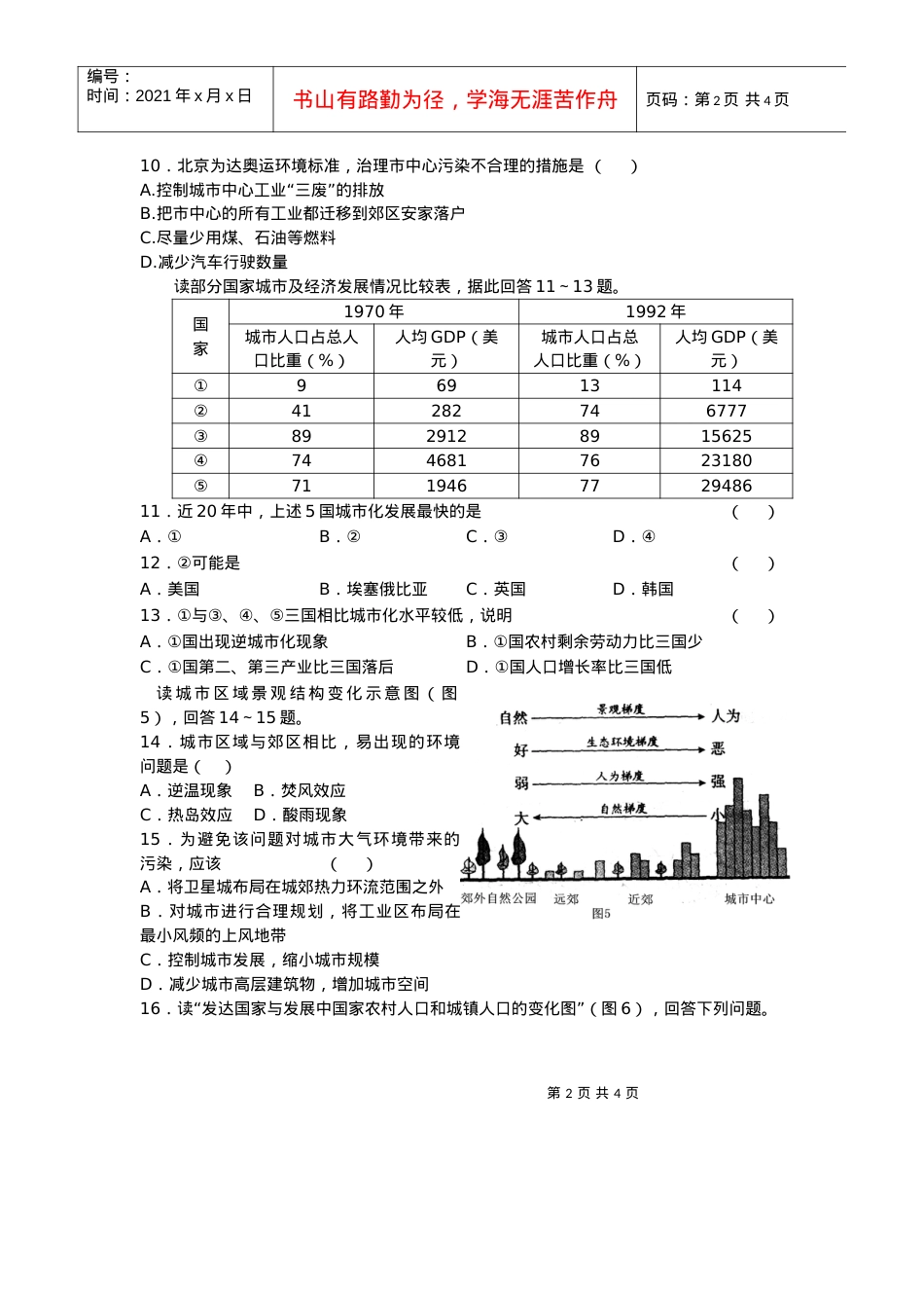 专题二城市的形态、功能分区及城市化对环境的影响.docx_第2页