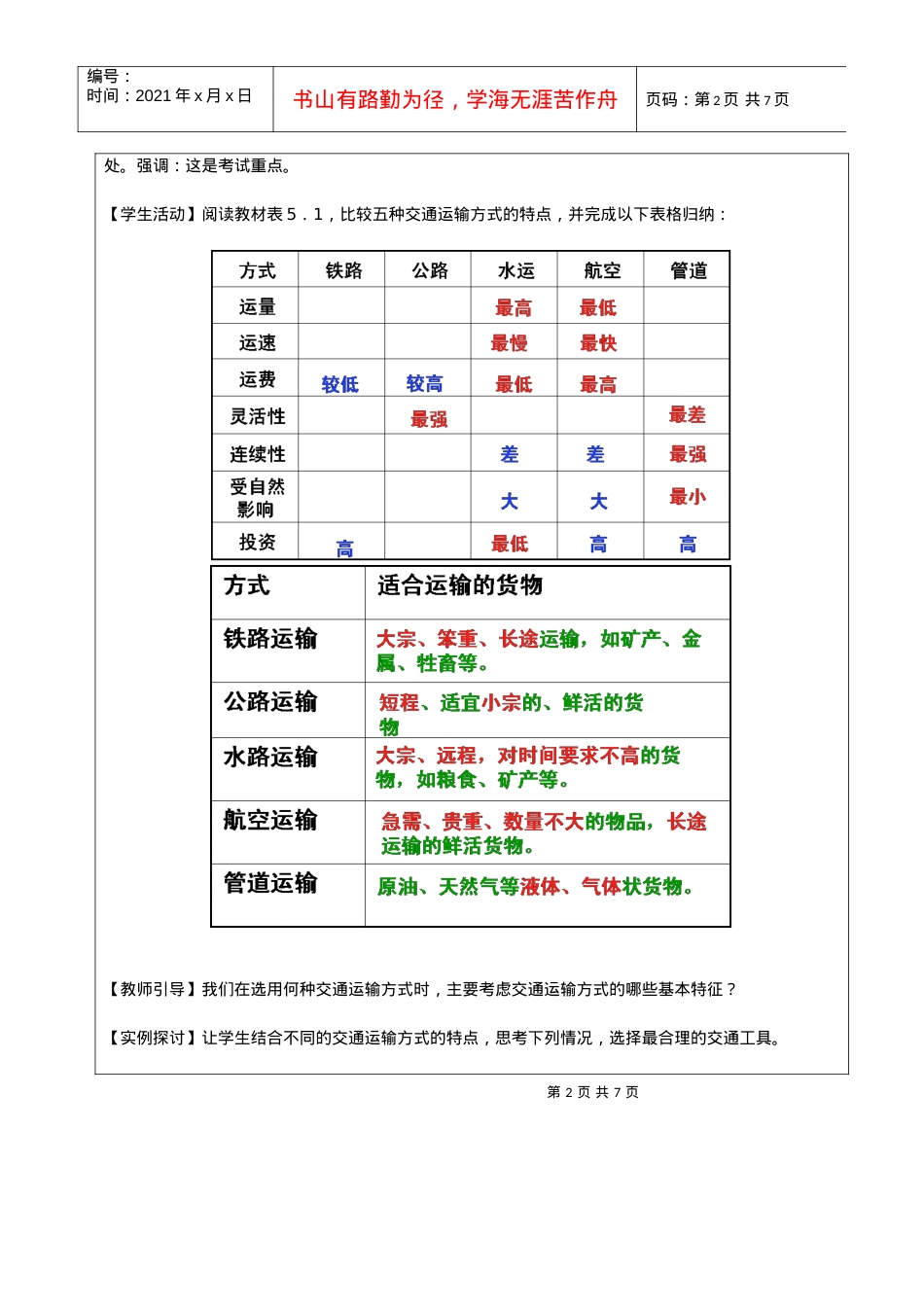 51《交通运输方式和布局》教案.docx_第2页