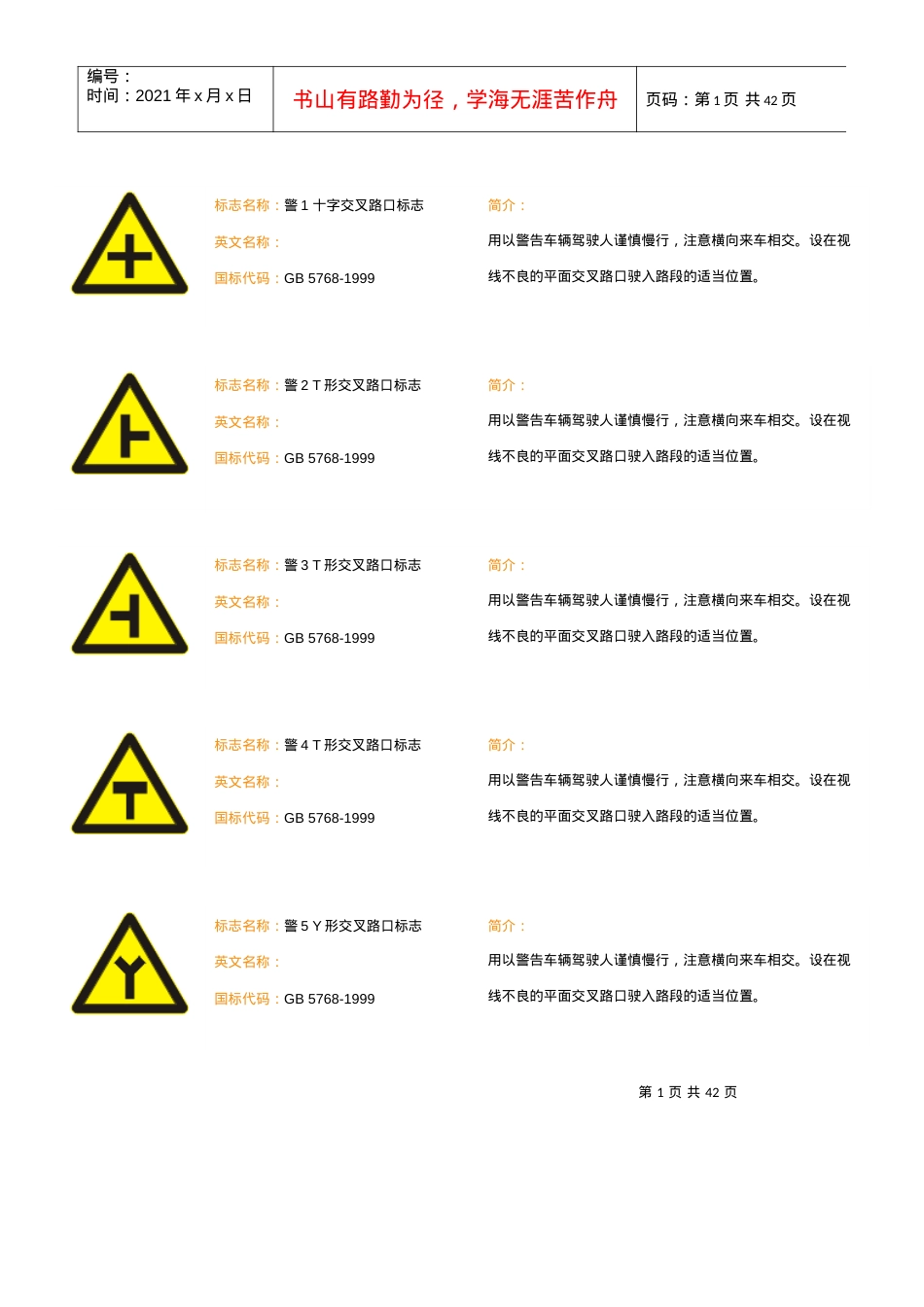道路交通标志全集.docx_第1页