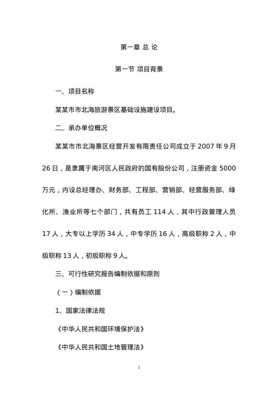 某市北海旅游景区基础设施建设项目可研.docx_第1页