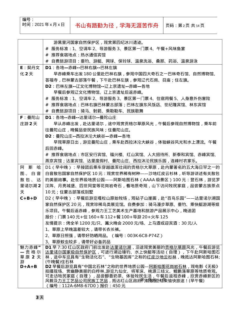 赤峰市旅游2天游精品路线A阿斯哈图石林游2天.docx_第2页