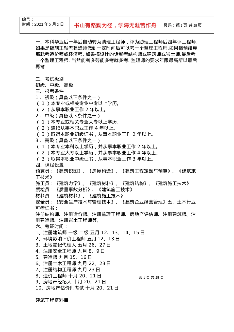 【精品资料】关于预算员，施工员，质检员，安全员，材料员.docx_第1页