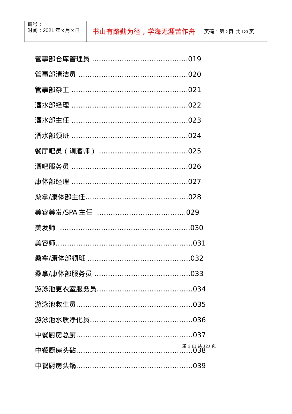 abu_1124_武汉XX酒店物业管理有限公司餐饮部岗位职责.docx_第2页