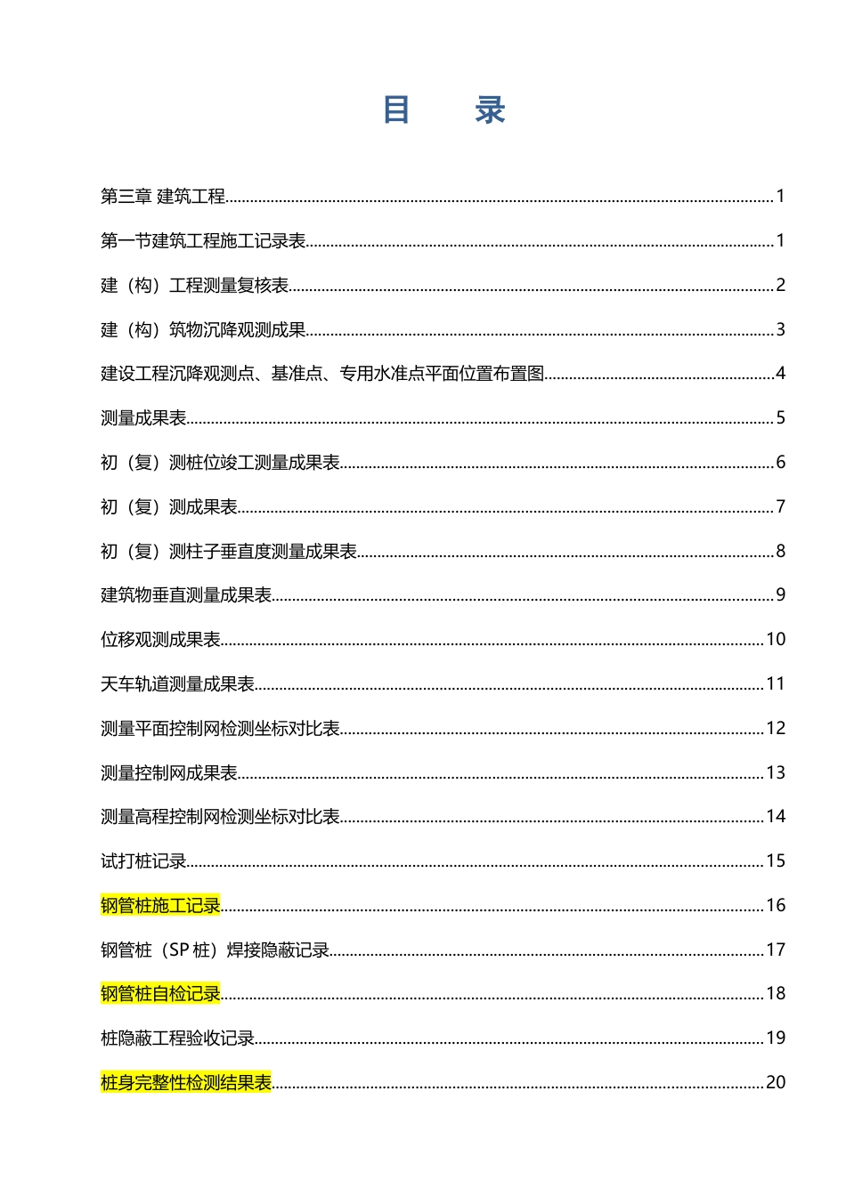 建筑工程施工记录表.docx_第1页