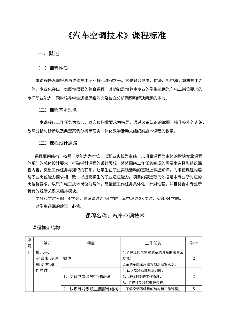 《汽车空调技术》课程标准.docx_第1页