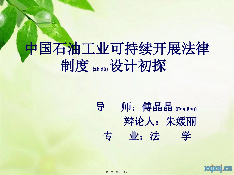 我国石油工业可持续发展法律制度设计.pptx_第1页